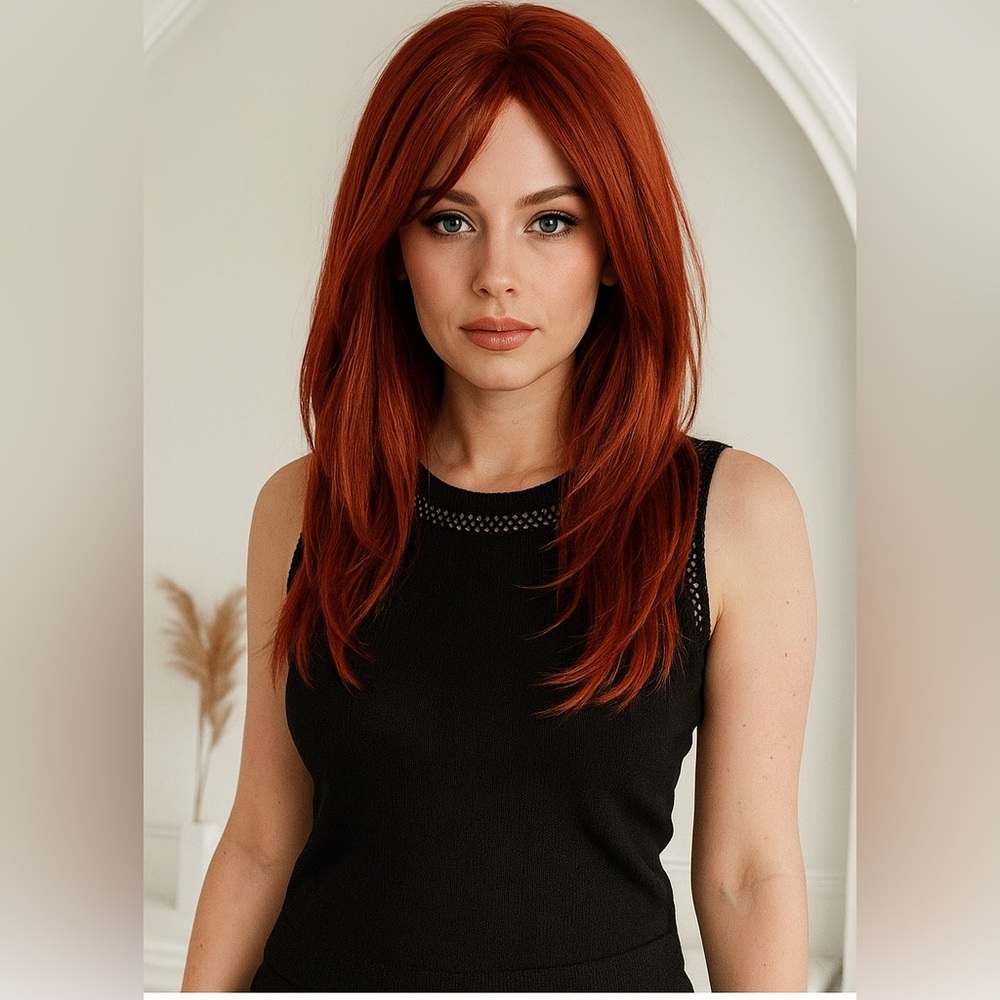 Red wig with cap